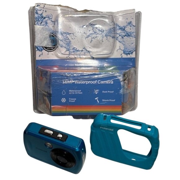 Polaroid 16MP Waterproof Camera Shock & Dust Proof Teal With Micro Memory Card S - Picture 1 of 8